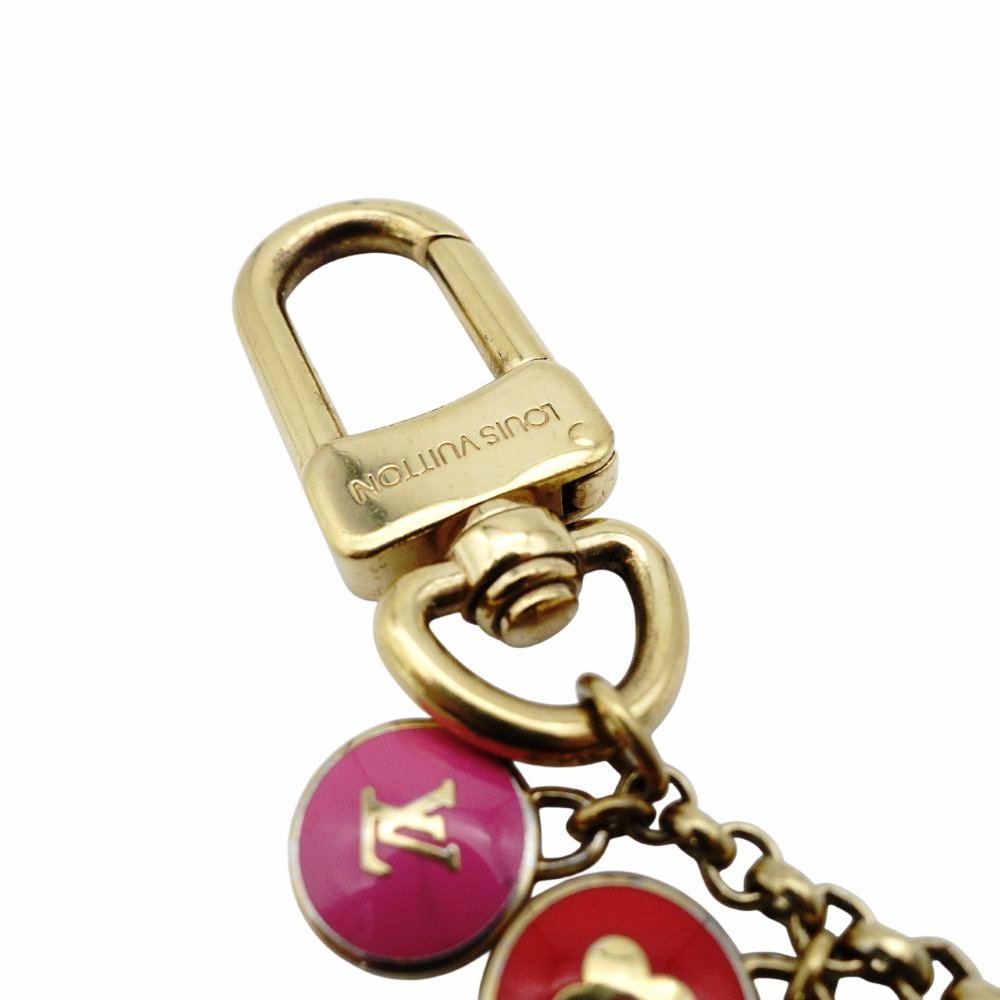 LOUIS VUITTON Bag Charm Key Ring Multicolor Gold Logo 7-12-445