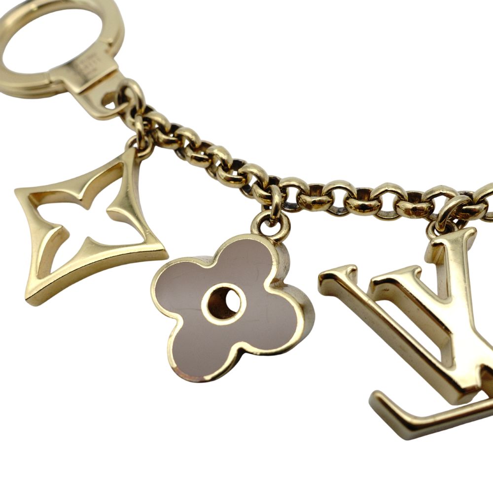 LOUIS VUITTON Bag Charm Key Ring M65111 Logo Gold LV 7-11-481