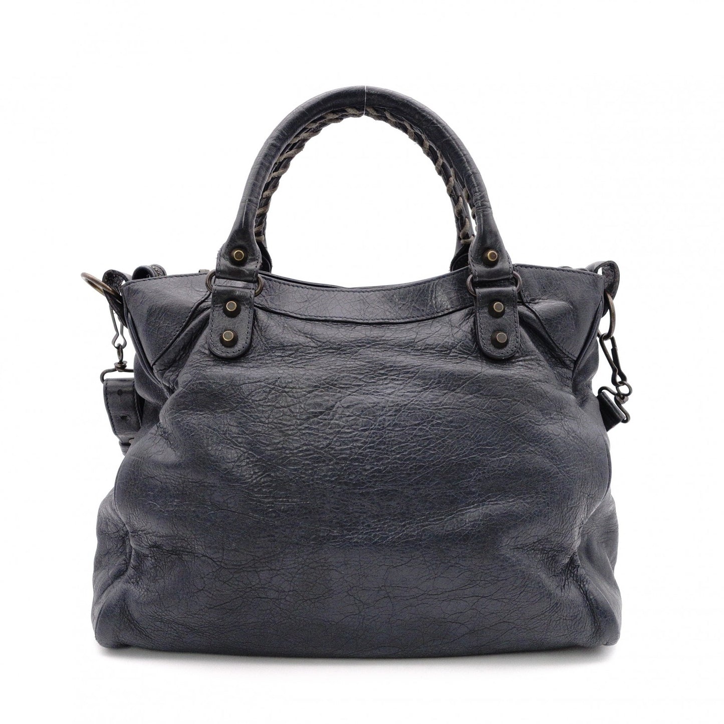 BALENCIAGA Classic Velo Handbag, 2-Way, Leather, Gray, Women's