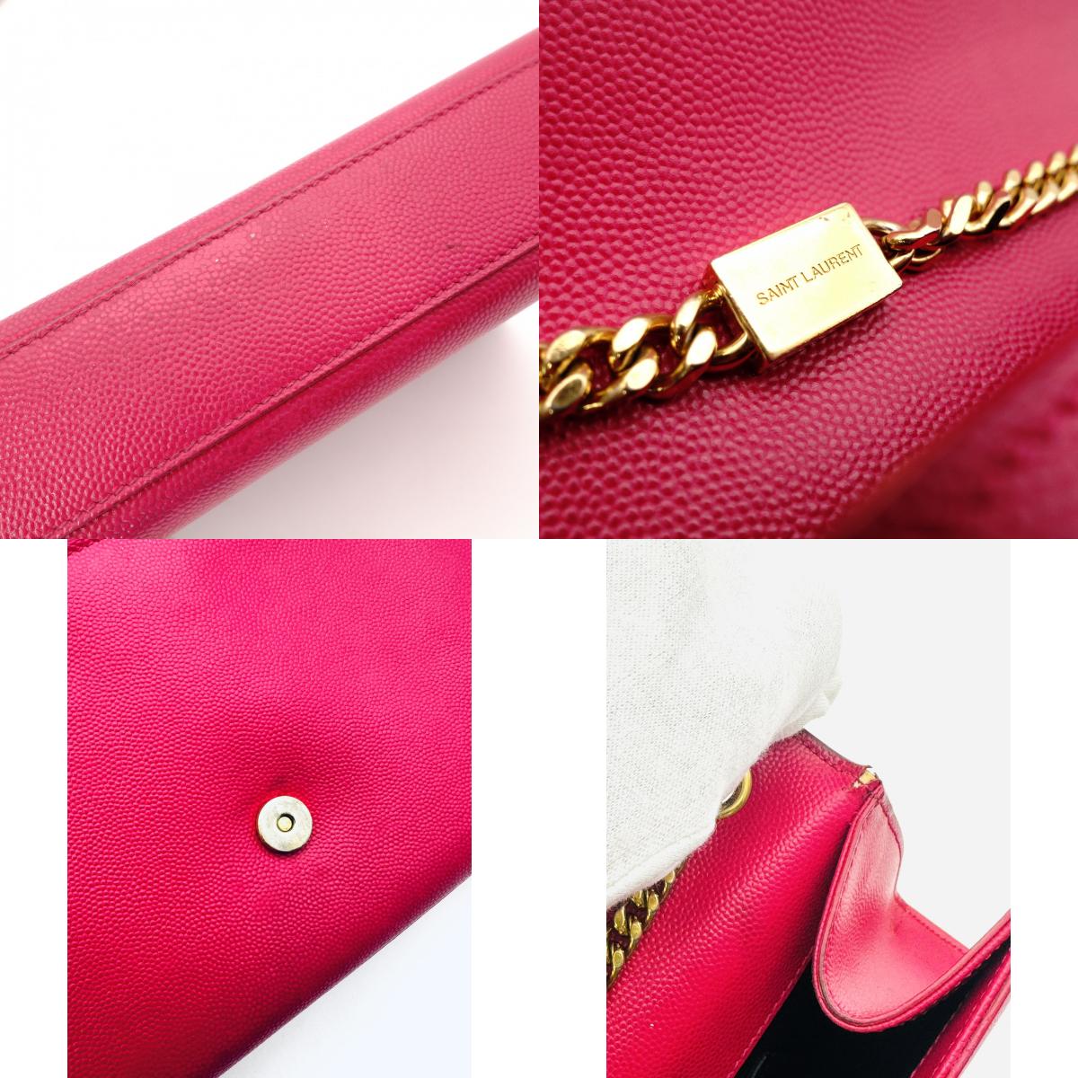 SAINT LAURENT Chain Shoulder Bag, Kate Shoulder Bag, Leather, Pink