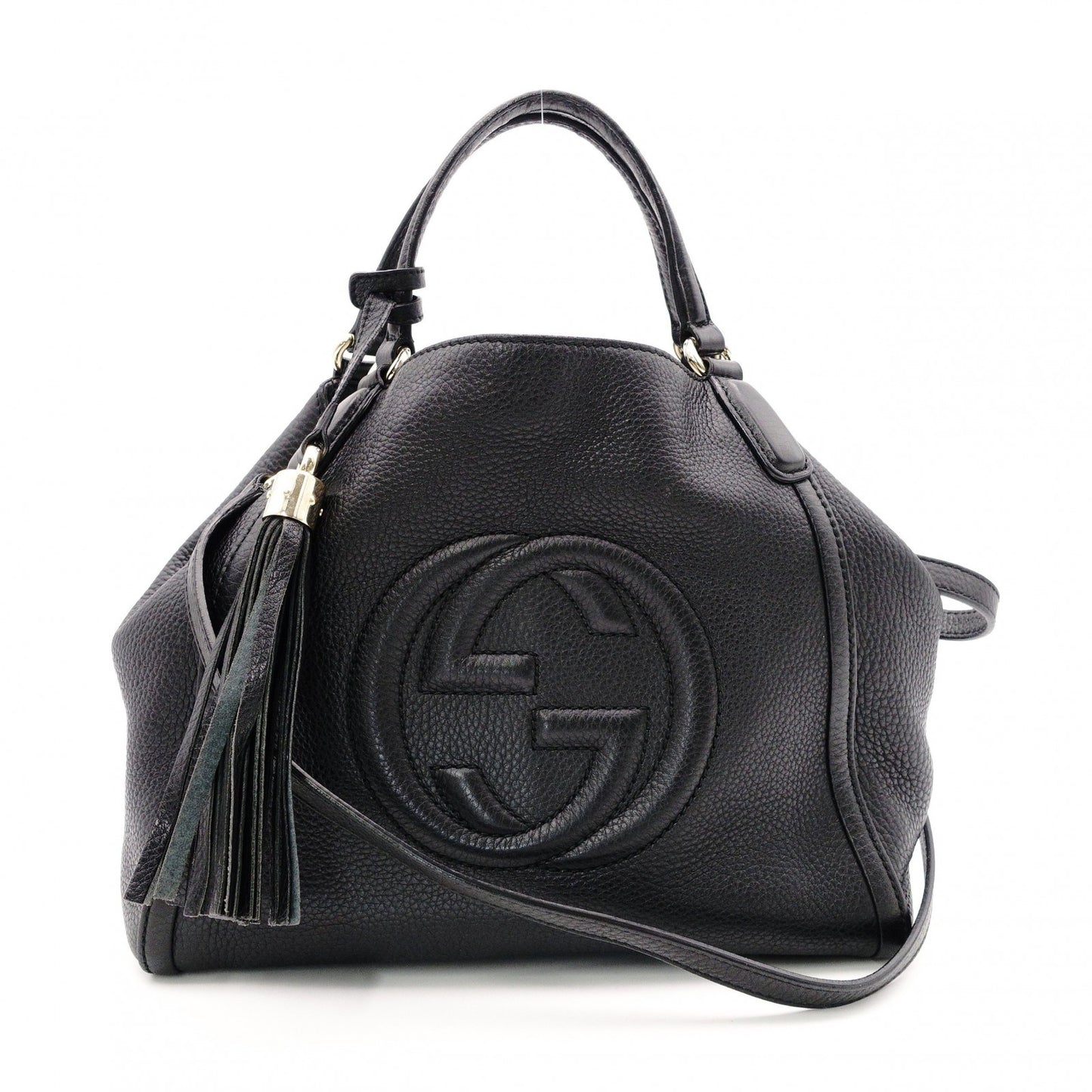 GUCCI Soho Shoulder Bag, Leather, Black, 2-Way