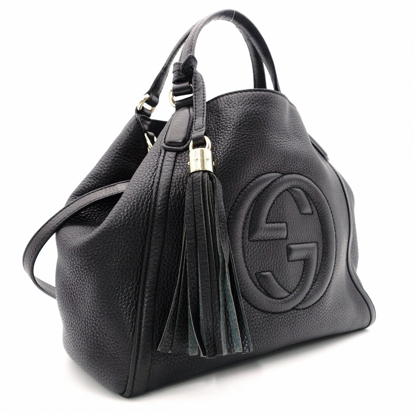 GUCCI Soho Shoulder Bag, Leather, Black, 2-Way