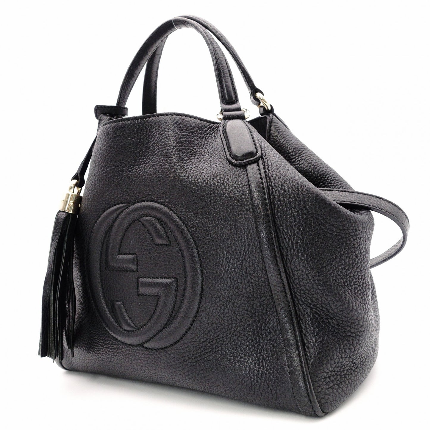 GUCCI Soho Shoulder Bag, Leather, Black, 2-Way