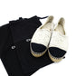 CHANEL Espadrille Slip-On Canvas Beige × Black EU 37 Women's Approx. 23.5~9.4" 7-10-836
