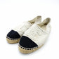 CHANEL Espadrille Slip-On Canvas Beige × Black EU 37 Women's Approx. 23.5~9.4" 7-10-836