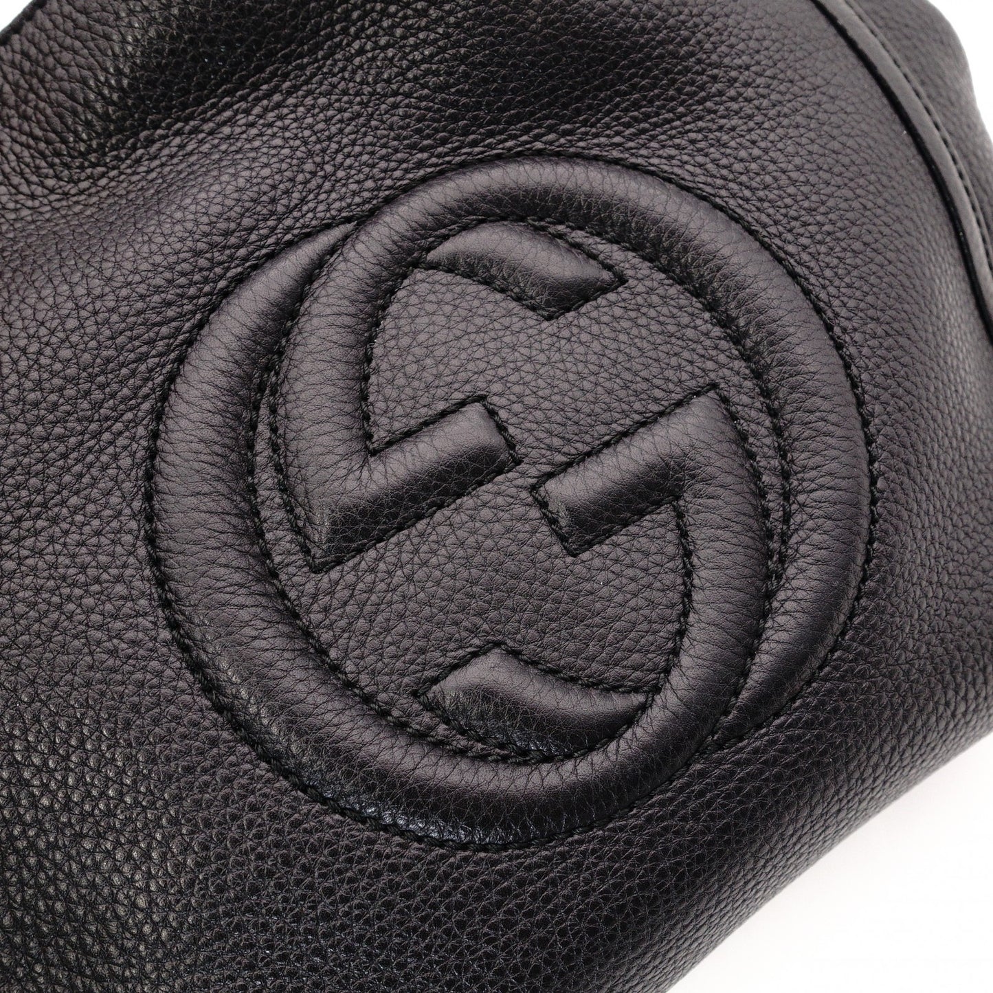 GUCCI Soho Shoulder Bag, Leather, Black, 2-Way