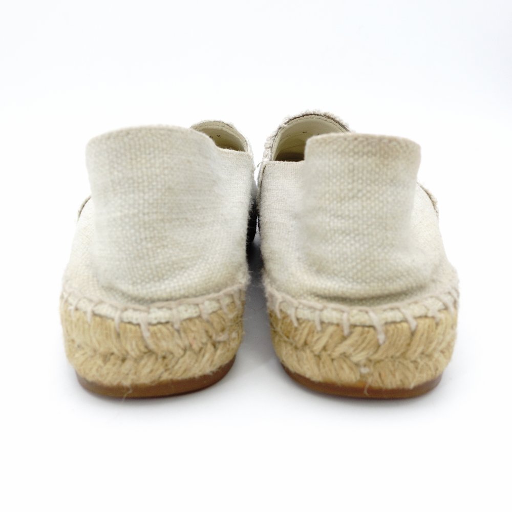 CHANEL Espadrille Slip-On Canvas Beige × Black EU 37 Women's Approx. 23.5~9.4" 7-10-836