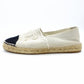 CHANEL Espadrille Slip-On Canvas Beige × Black EU 37 Women's Approx. 23.5~9.4" 7-10-836