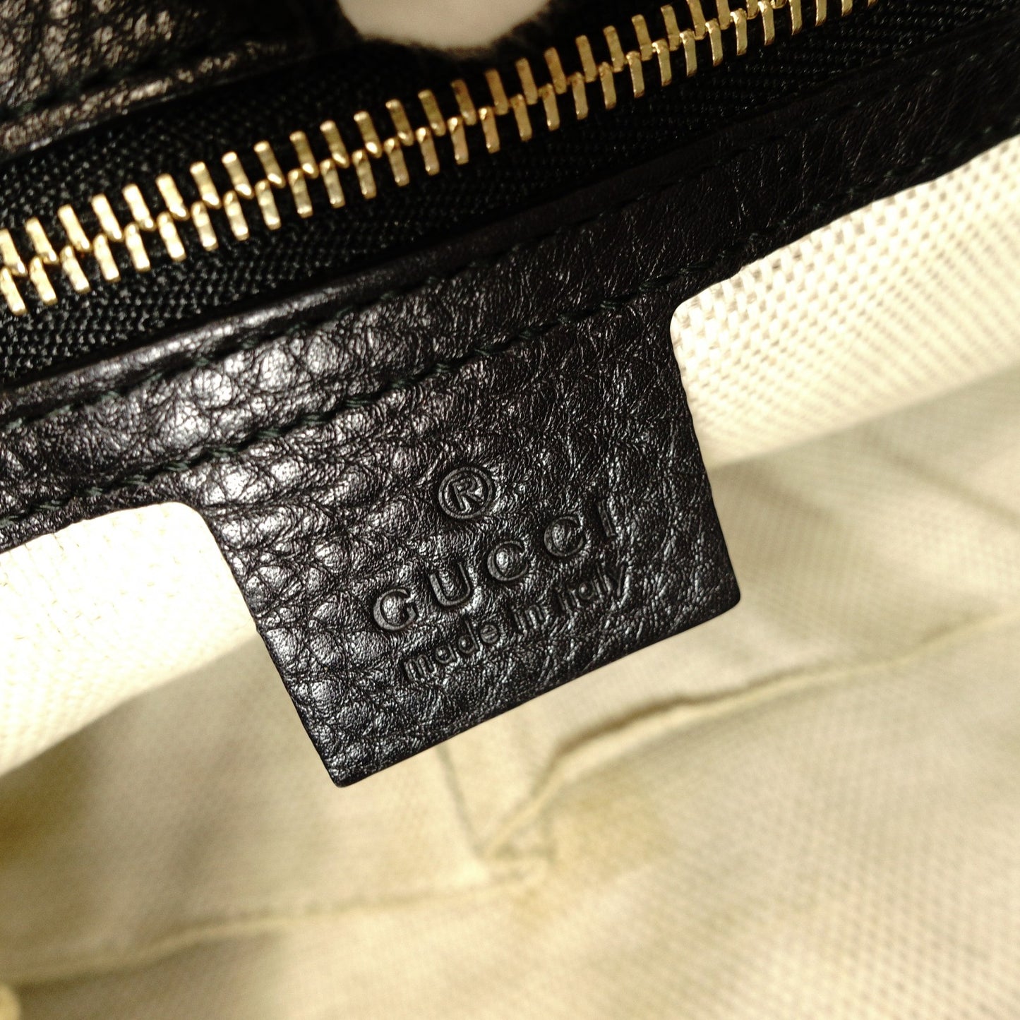 GUCCI Soho Shoulder Bag, Leather, Black, 2-Way