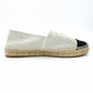 CHANEL Espadrille Slip-On Canvas Beige × Black EU 37 Women's Approx. 23.5~9.4" 7-10-836