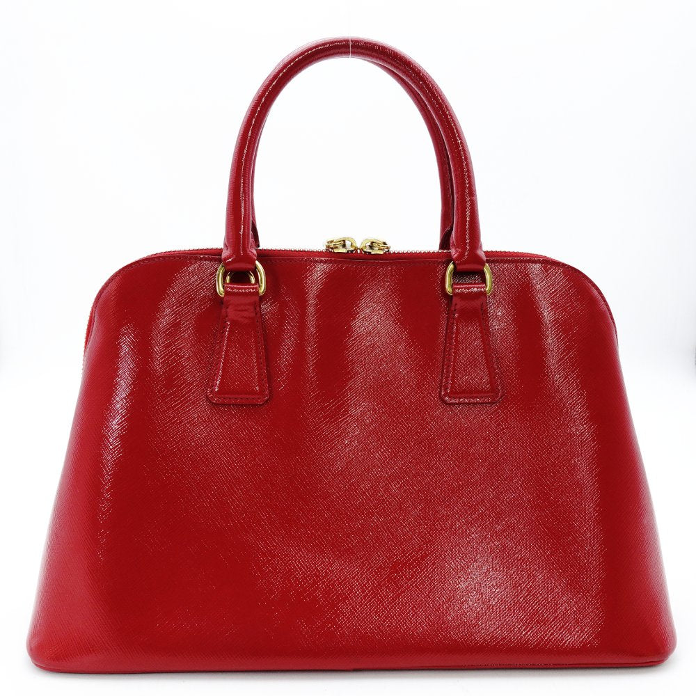PRADA Promenade Handbag Patent Leather Red Leather BL0837 Gold Hardware 7-12-678