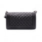 CHANEL Lambskin Boy Chanel 25 Shoulder Bag, Leather, Black, Gunmetal Hardware