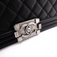 CHANEL Lambskin Boy Chanel 25 Shoulder Bag, Leather, Black, Gunmetal Hardware