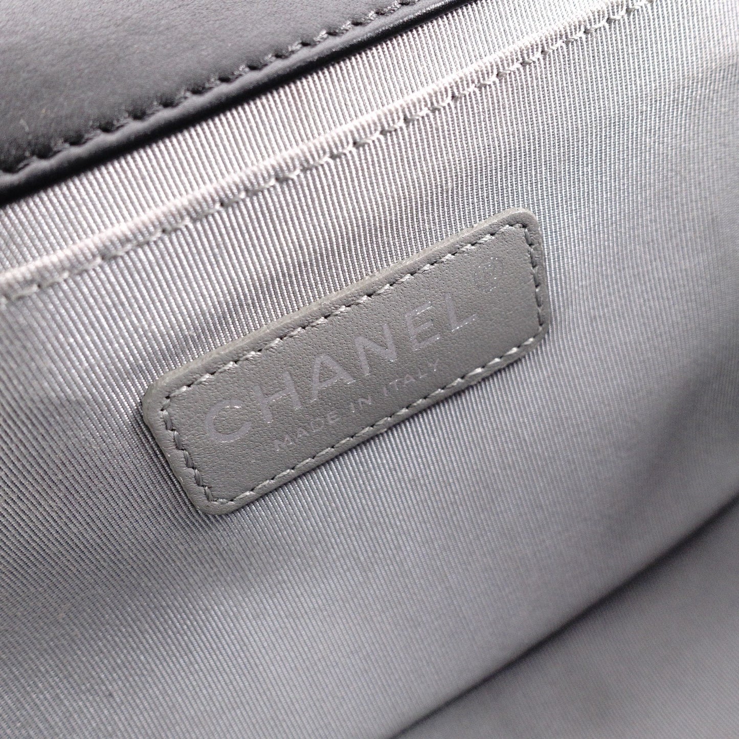 CHANEL Lambskin Boy Chanel 25 Shoulder Bag, Leather, Black, Gunmetal Hardware