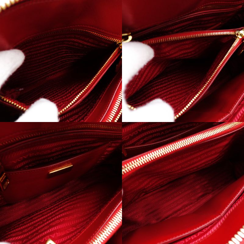 PRADA Promenade Handbag Patent Leather Red Leather BL0837 Gold Hardware 7-12-678