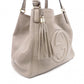 GUCCI Soho Shoulder Bag, Leather, Greige
