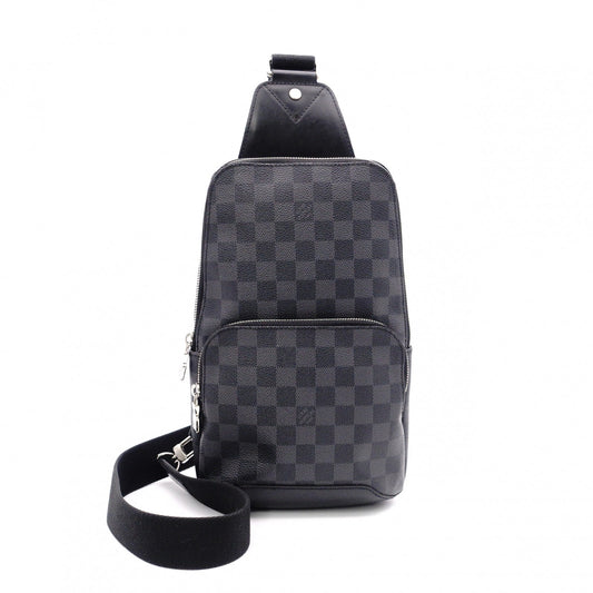 LOUIS VUITTON Avenue Sling Bag, PVC / Leather, Gray, Men's, Damier Graphite