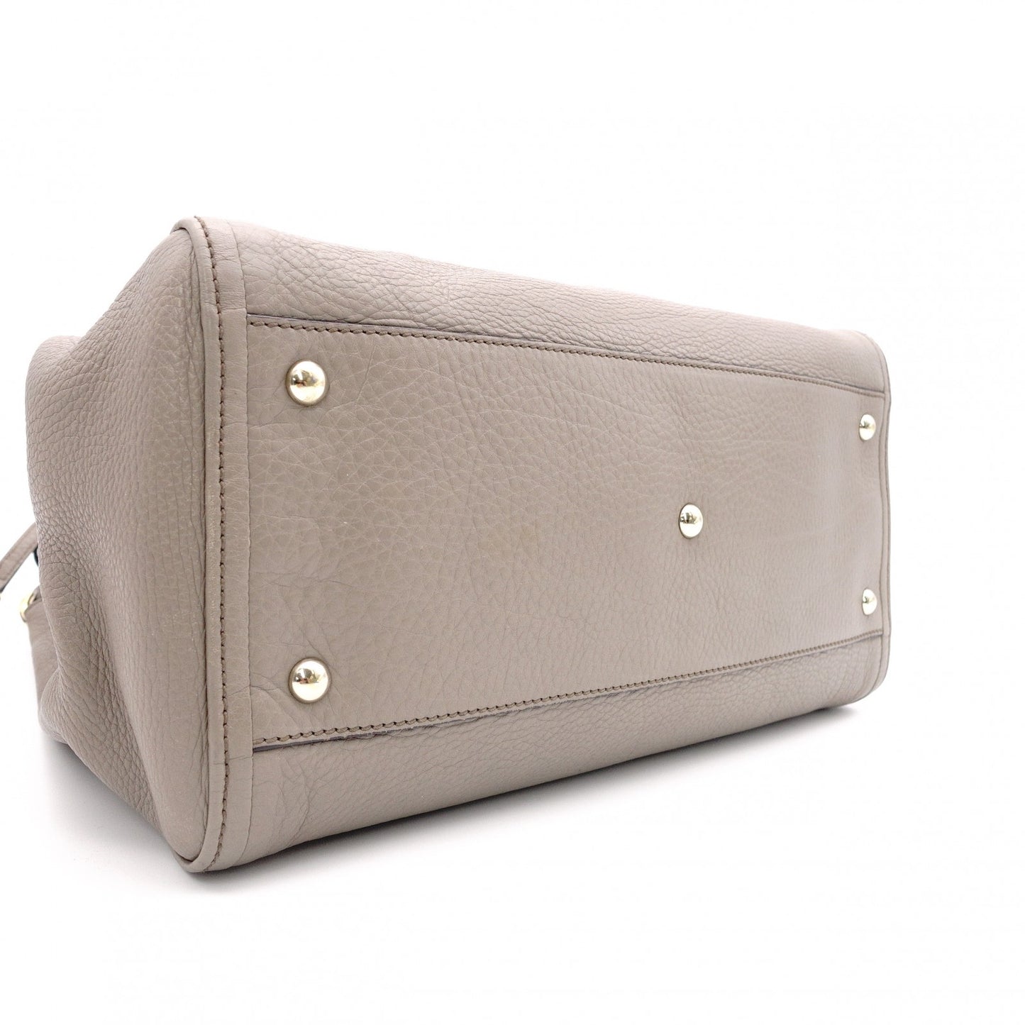 GUCCI Soho Shoulder Bag, Leather, Greige