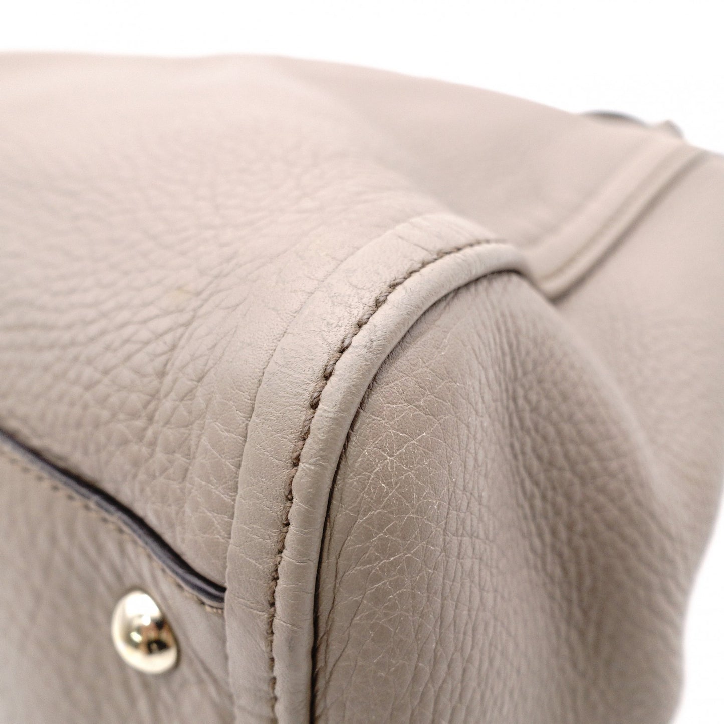 GUCCI Soho Shoulder Bag, Leather, Greige