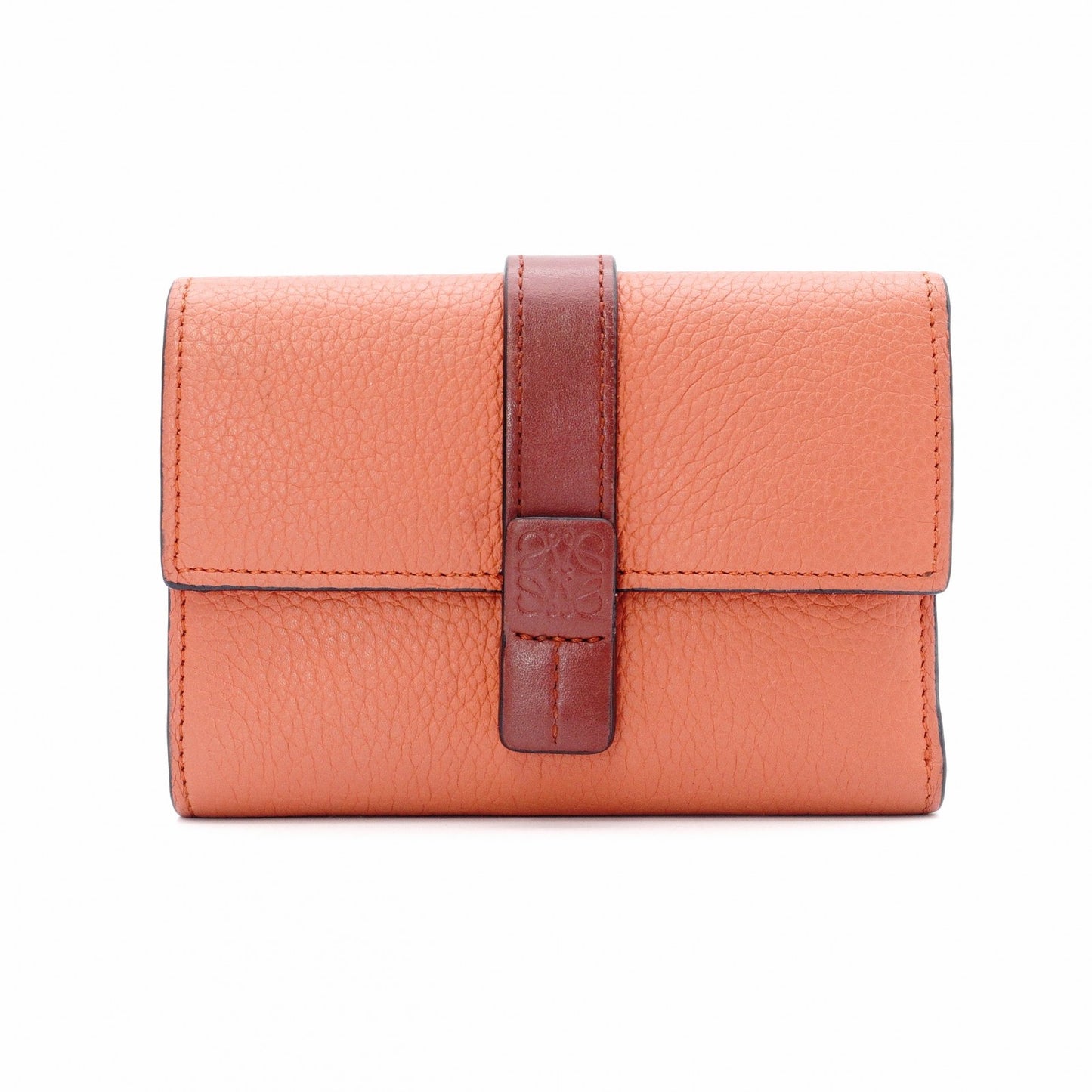LOEWE Small Vertical Wallet, Tri-fold Wallet, Leather, Orange