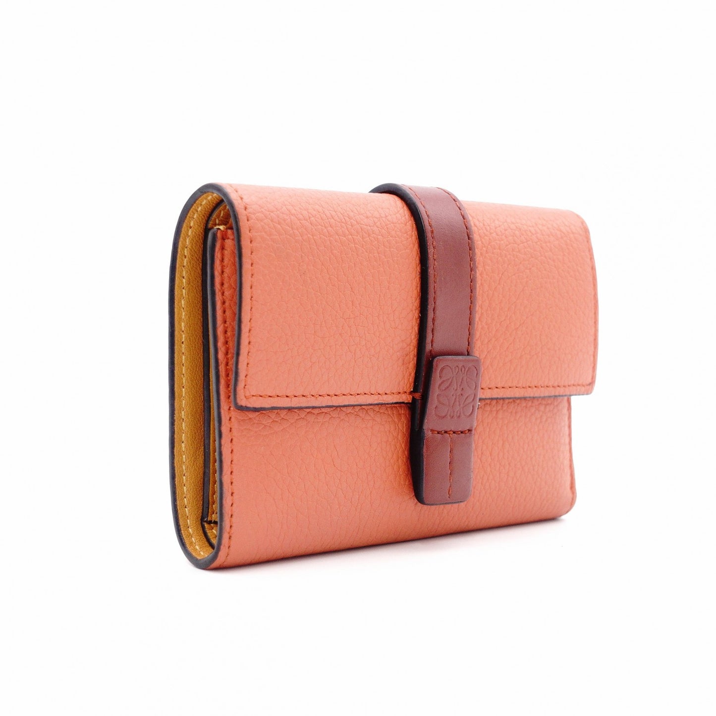 LOEWE Small Vertical Wallet, Tri-fold Wallet, Leather, Orange
