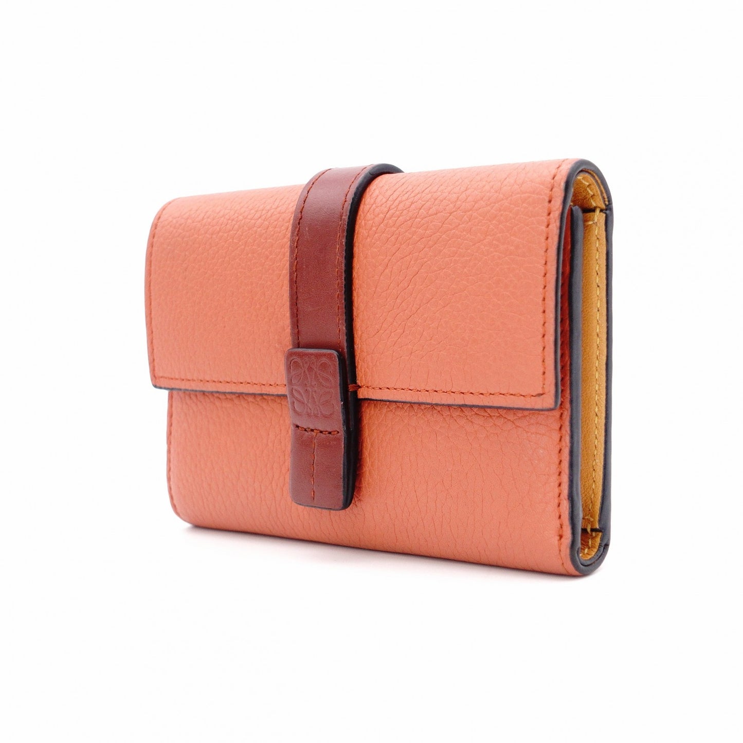 LOEWE Small Vertical Wallet, Tri-fold Wallet, Leather, Orange