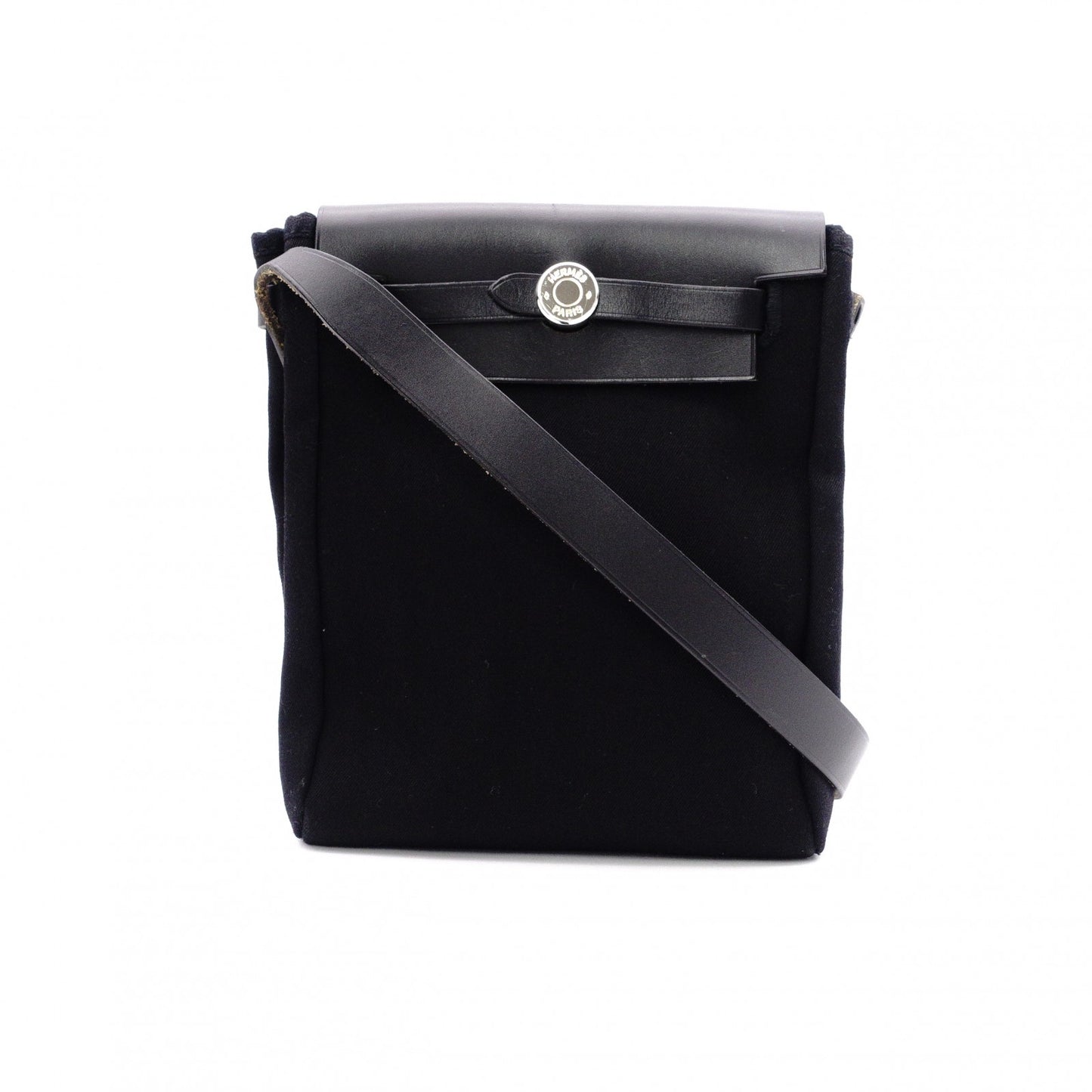 HERMES Shoulder Bag, Navy and Black, Crossbody, Canvas and Leather, □H Engraving