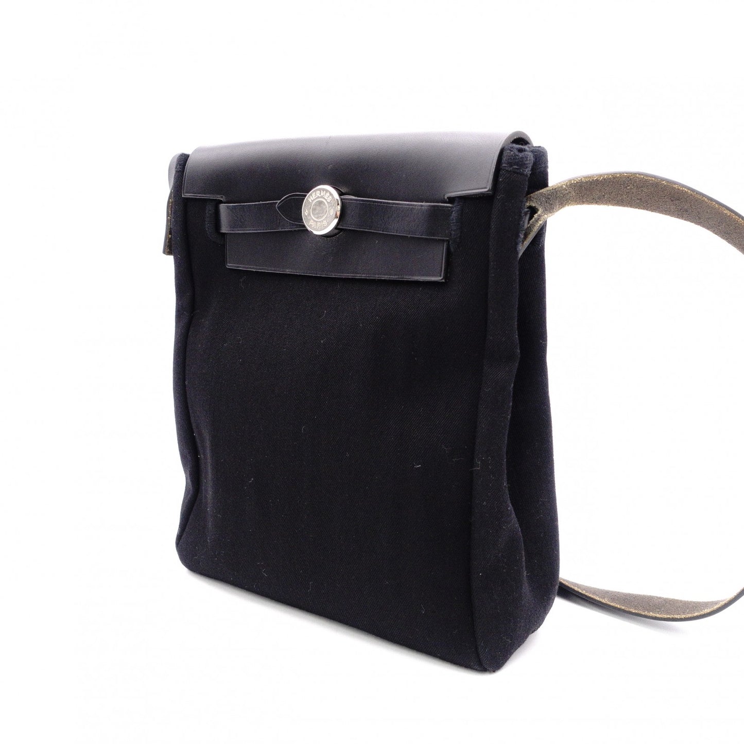 HERMES Shoulder Bag, Navy and Black, Crossbody, Canvas and Leather, □H Engraving