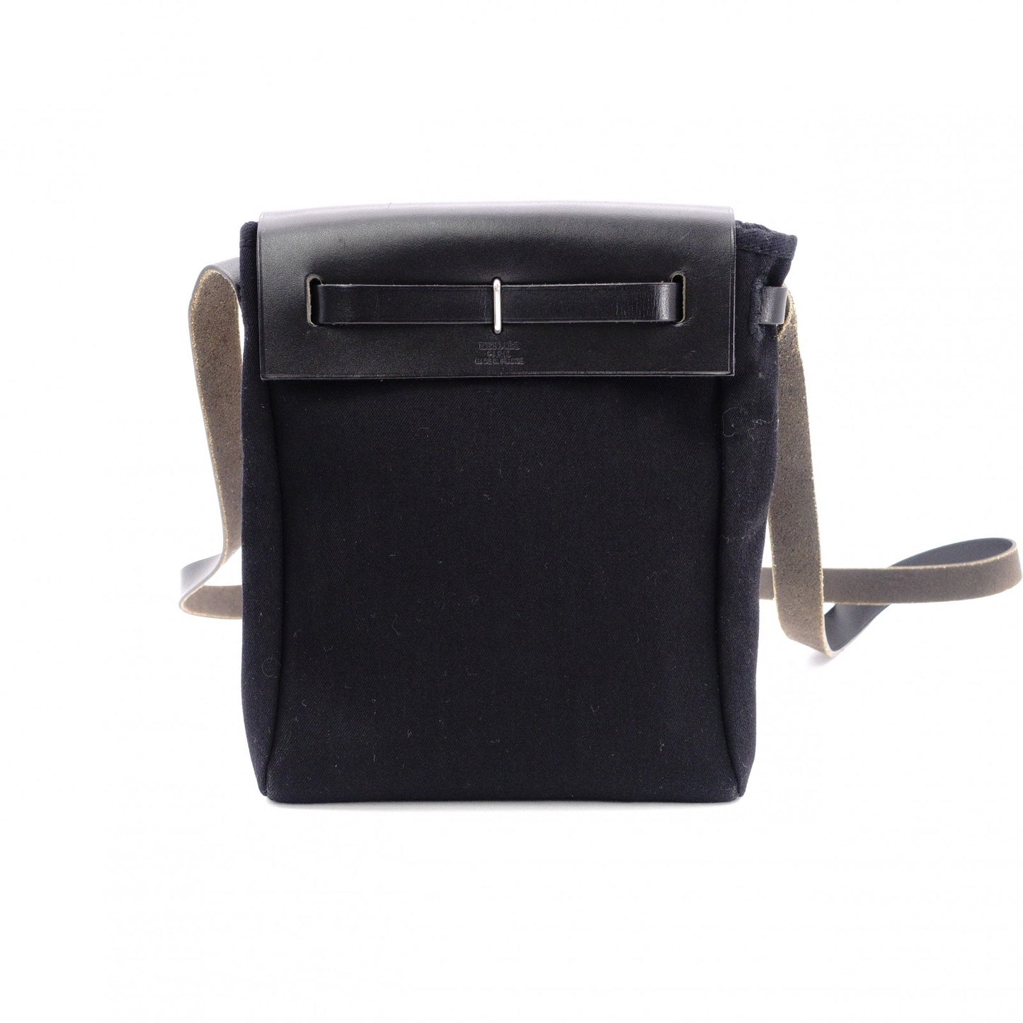 HERMES Shoulder Bag, Navy and Black, Crossbody, Canvas and Leather, □H Engraving