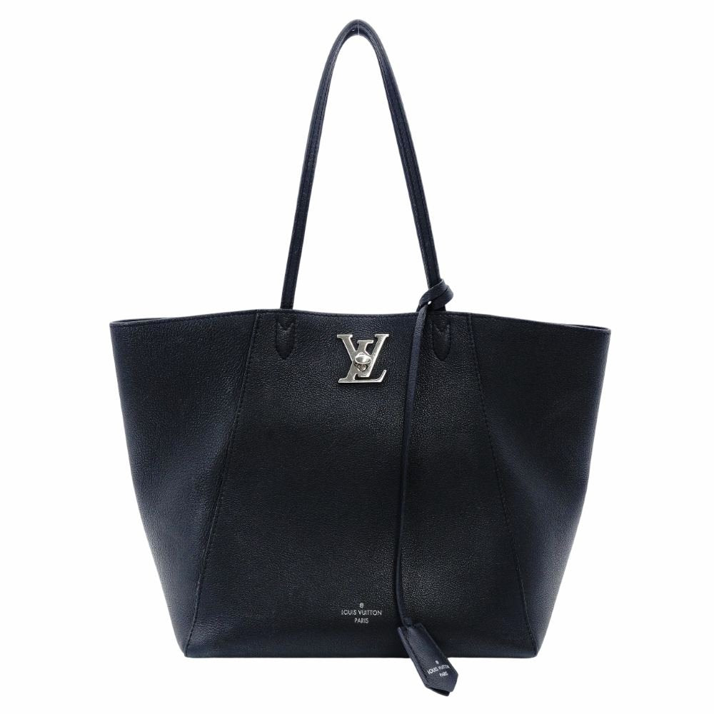 LOUIS VUITTON Lock Me Crocodile Tote Bag Leather Black Shoulder Black Silver Hardware 7-10-676