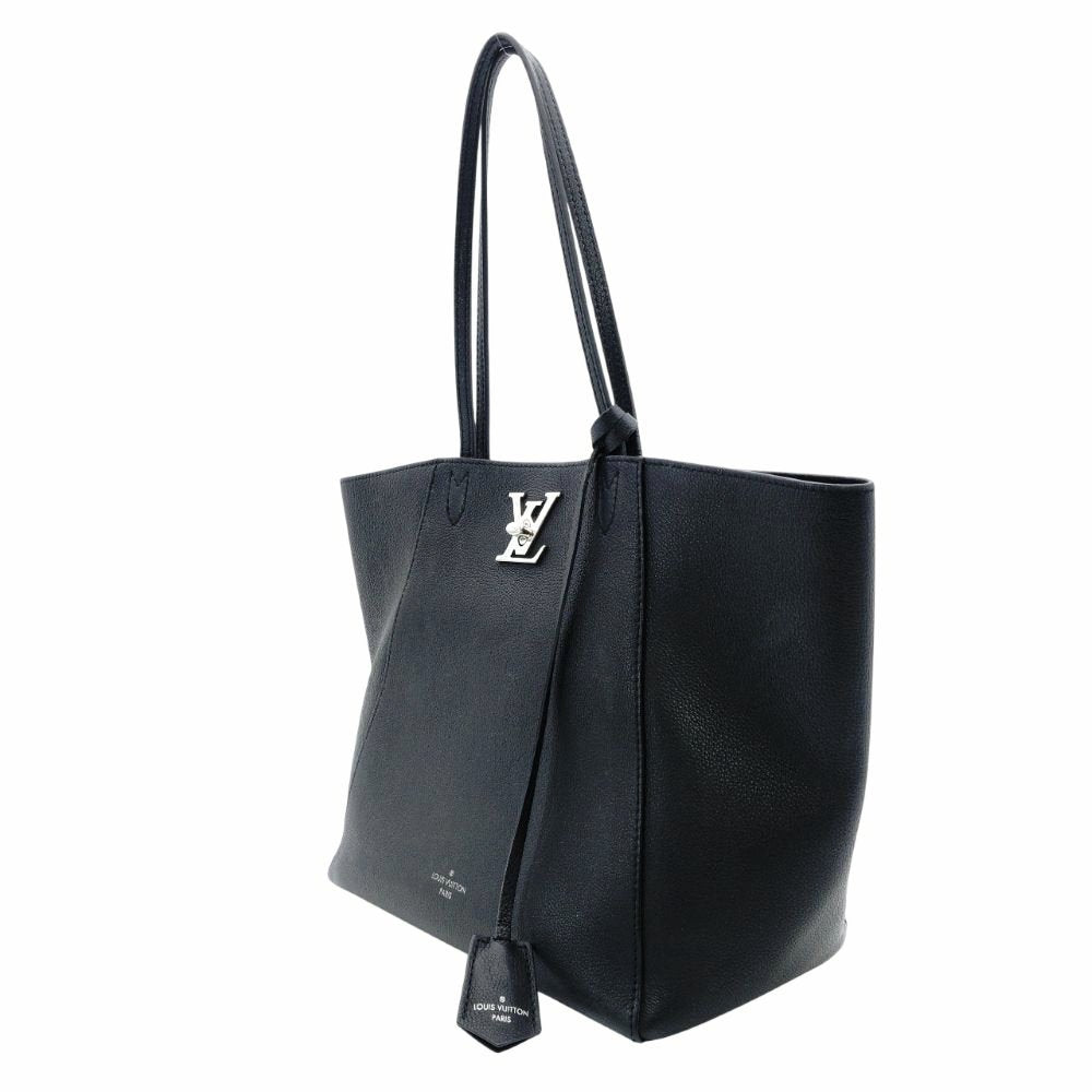 LOUIS VUITTON Lock Me Crocodile Tote Bag Leather Black Shoulder Black Silver Hardware 7-10-676