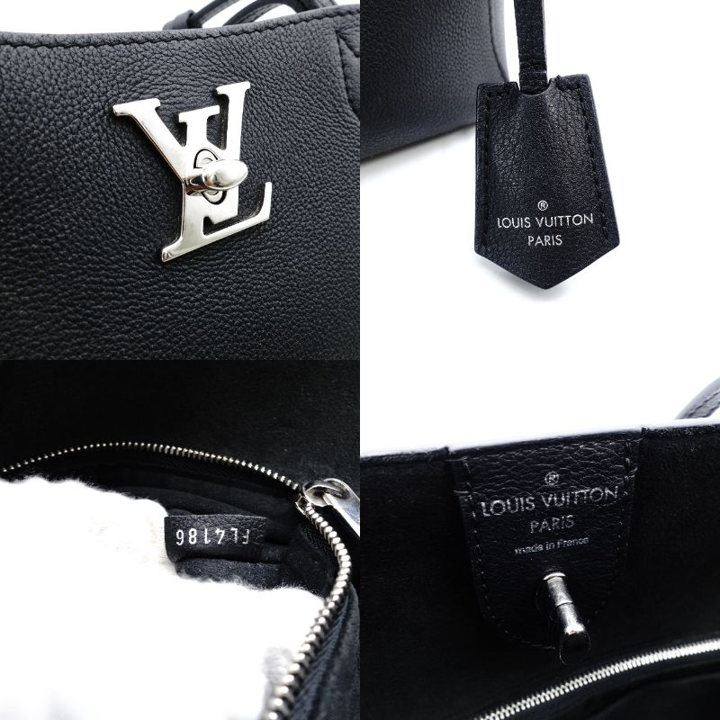 LOUIS VUITTON Lock Me Crocodile Tote Bag Leather Black Shoulder Black Silver Hardware 7-10-676