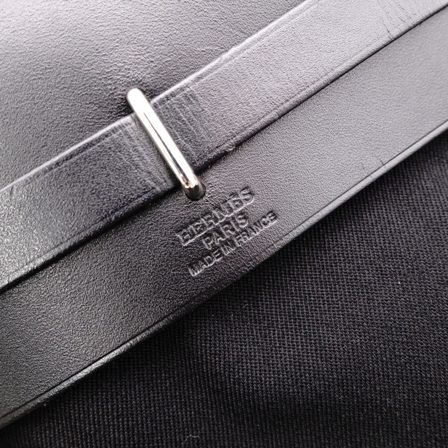 HERMES Shoulder Bag, Navy and Black, Crossbody, Canvas and Leather, □H Engraving