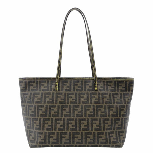 FENDI Zucca Tote Bag Brown Tone Shoulder PVC 7-12-204