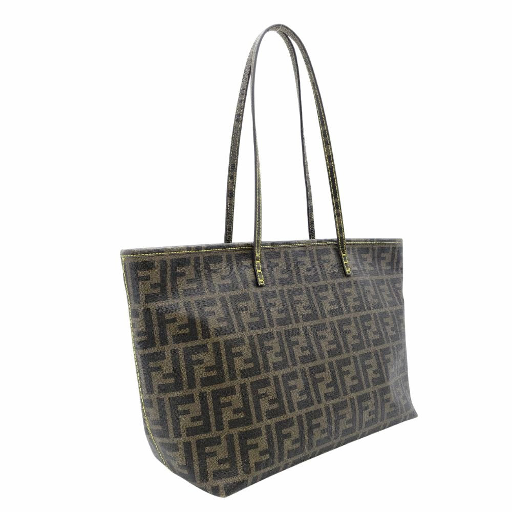 FENDI Zucca Tote Bag Brown Tone Shoulder PVC 7-12-204