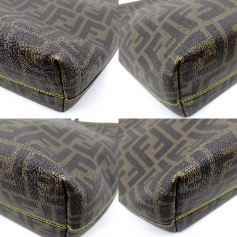 FENDI Zucca Tote Bag Brown Tone Shoulder PVC 7-12-204