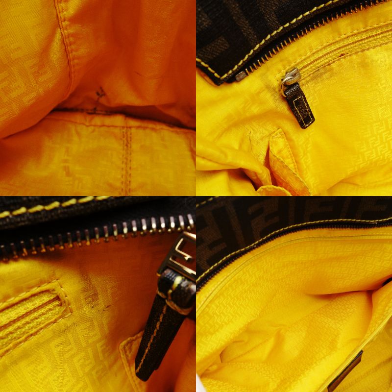 FENDI Zucca Tote Bag Brown Tone Shoulder PVC 7-12-204