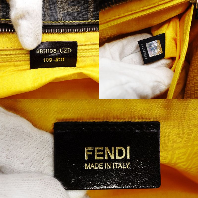 FENDI Zucca Tote Bag Brown Tone Shoulder PVC 7-12-204