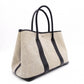 HERMES Garden Party Tote Bag, Canvas and Leather, Beige, with “F” Engraving