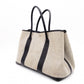 HERMES Garden Party Tote Bag, Canvas and Leather, Beige, with “F” Engraving