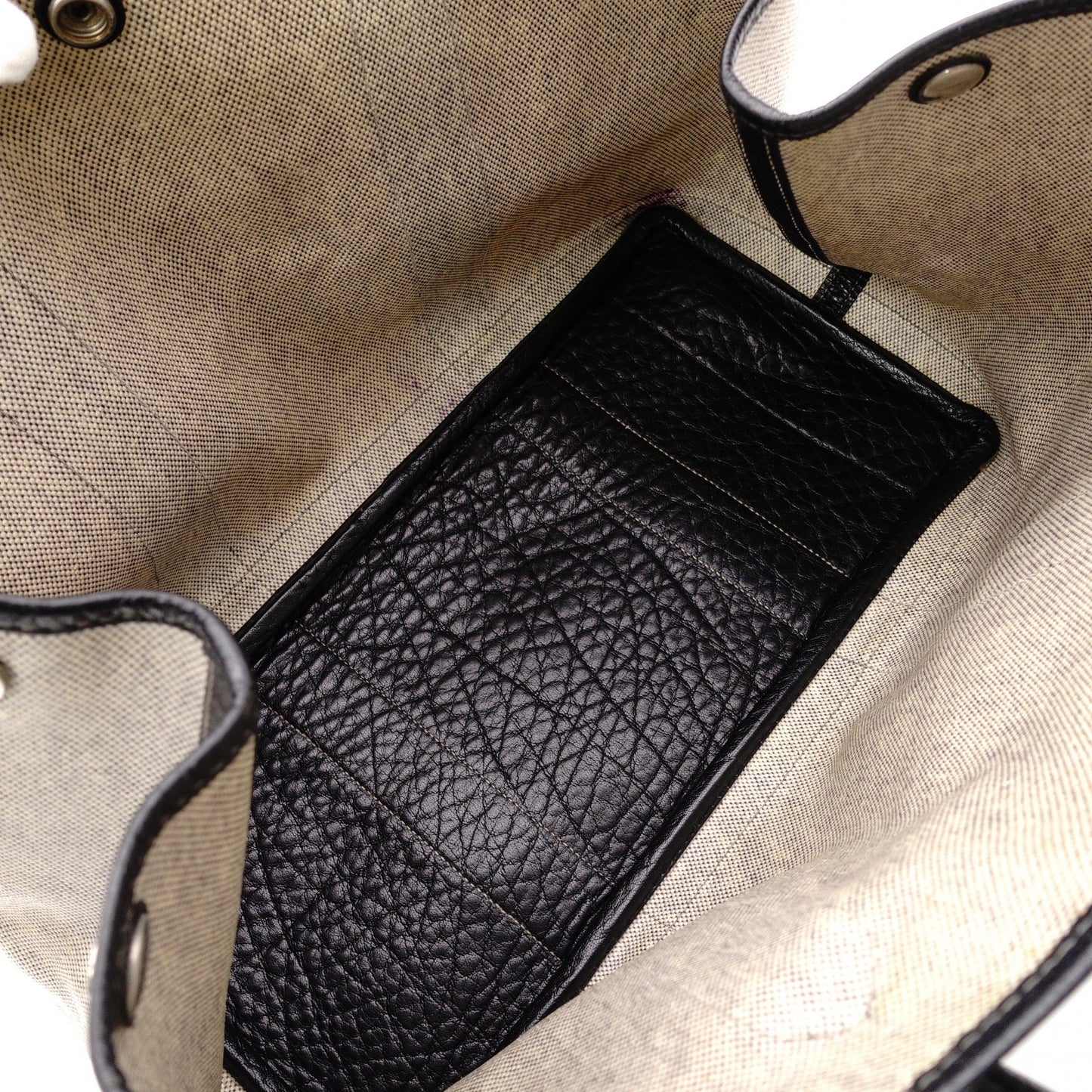 HERMES Garden Party Tote Bag, Canvas and Leather, Beige, with “F” Engraving