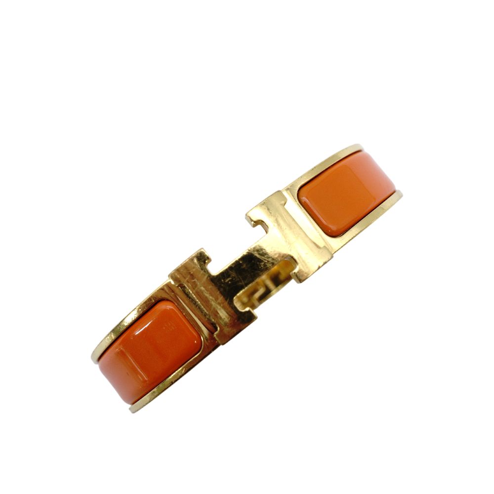 Hermès Click H Bangle Click Clack Orange × Gold Bracelet H Logo 7-12-543