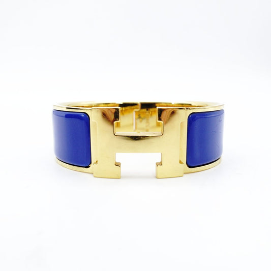 Hermès Click H Bangle Click Clack Blue × Gold Bracelet H Logo 7-10-296