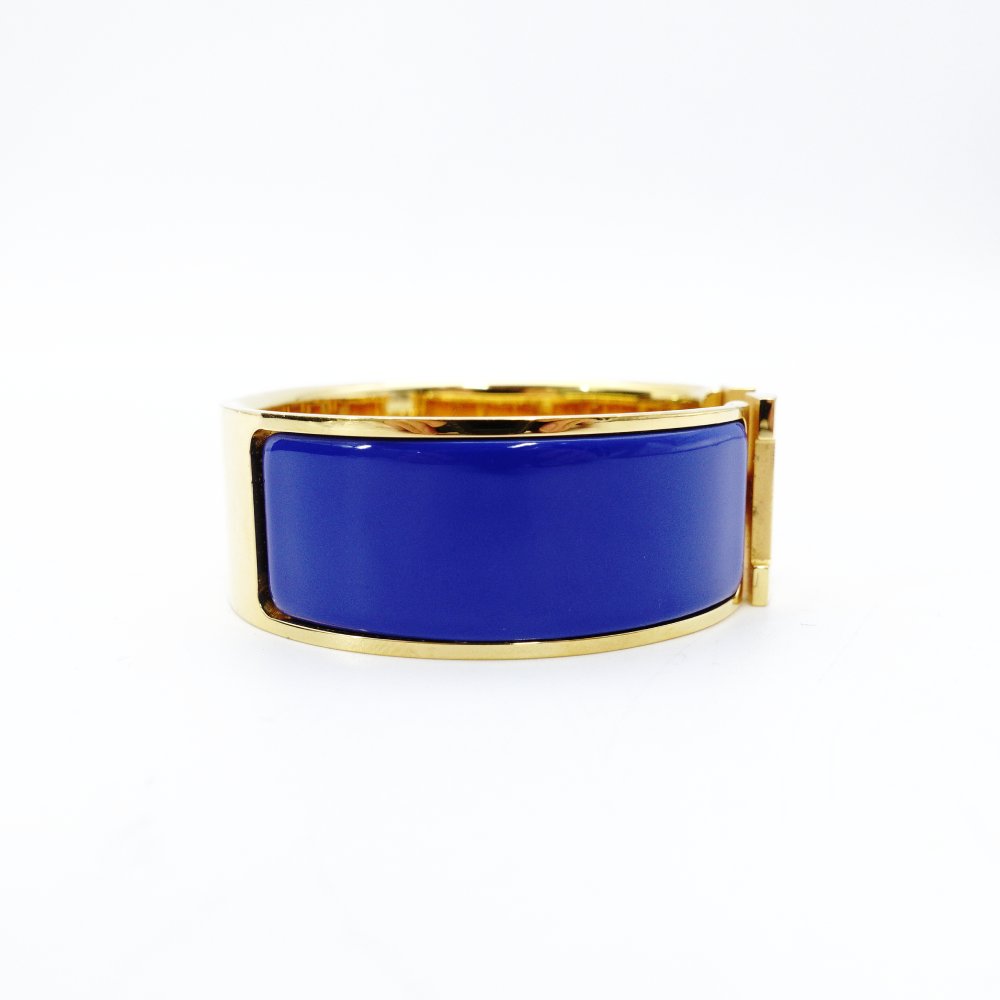 Hermès Click H Bangle Click Clack Blue × Gold Bracelet H Logo 7-10-296
