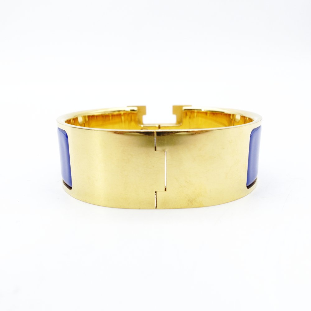 Hermès Click H Bangle Click Clack Blue × Gold Bracelet H Logo 7-10-296