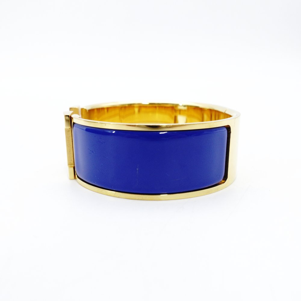 Hermès Click H Bangle Click Clack Blue × Gold Bracelet H Logo 7-10-296