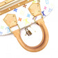 LOUIS VUITTON Alma Monogram Multicolor Handbag with Studs, Leather/PVC, White, Women's