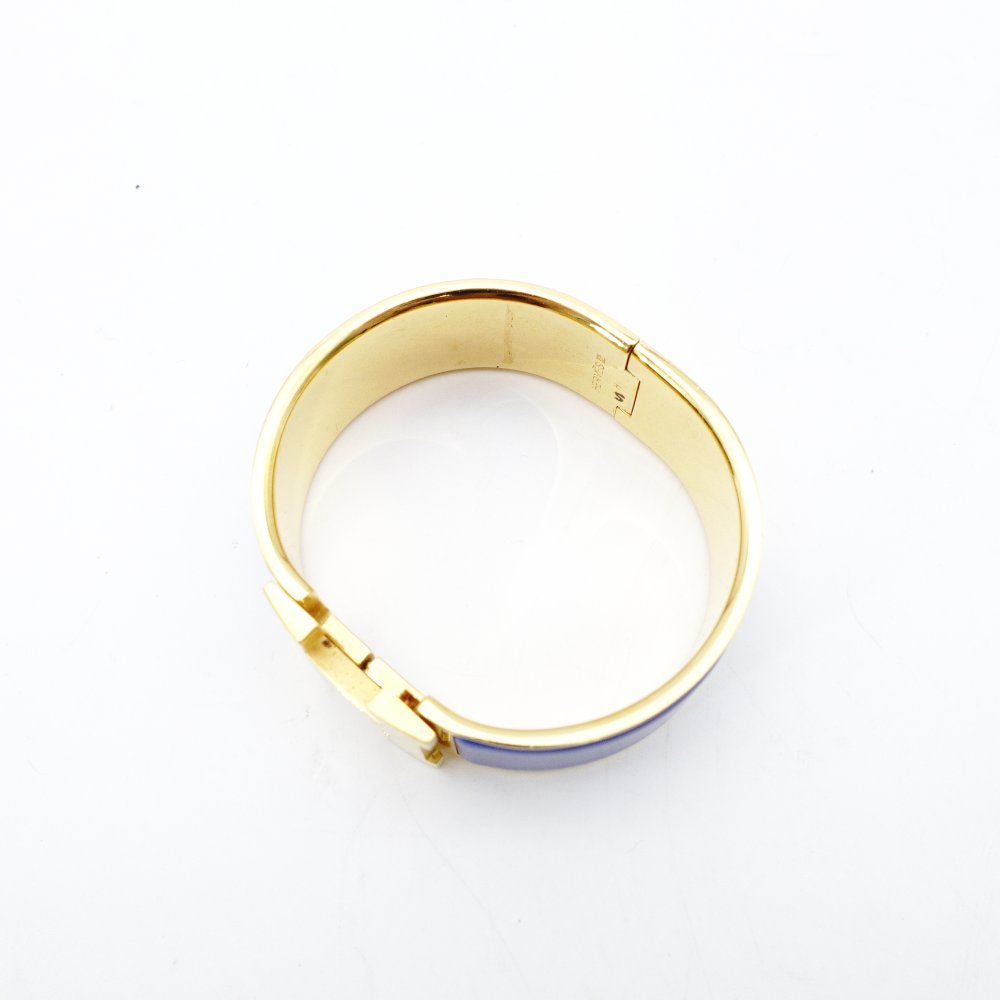 Hermès Click H Bangle Click Clack Blue × Gold Bracelet H Logo 7-10-296
