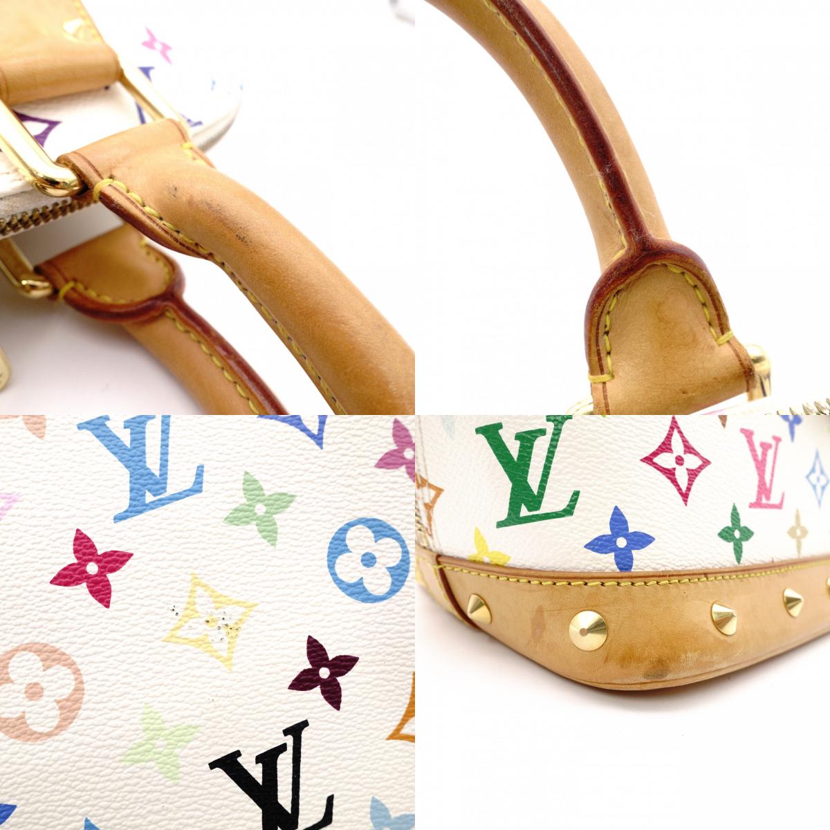 LOUIS VUITTON Alma Monogram Multicolor Handbag with Studs, Leather/PVC, White, Women's