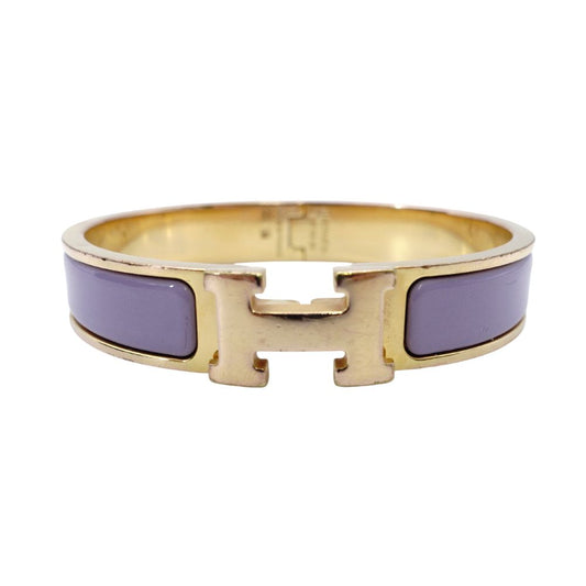 Hermès Click H Bangle Click Clack Purple × Gold Bracelet H Logo 7-12-638